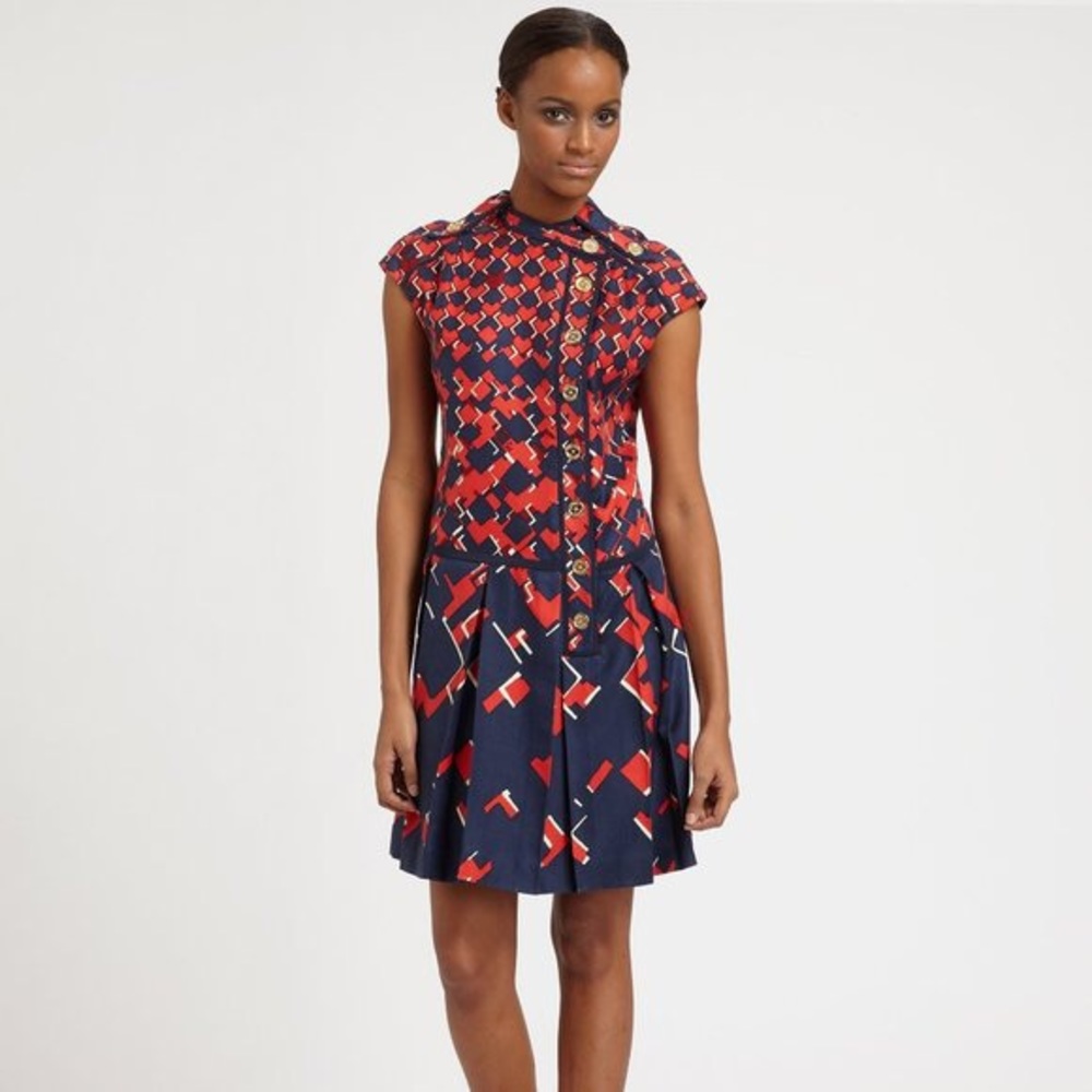 Tory Burch Truman blue and red dress